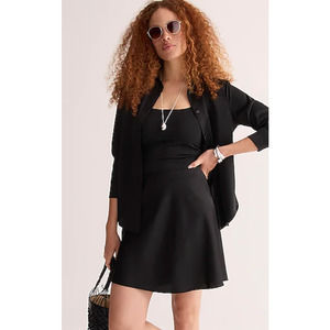 J. Crew Gwen Mini Slip Satin Black Pull On Skirt Large NEW